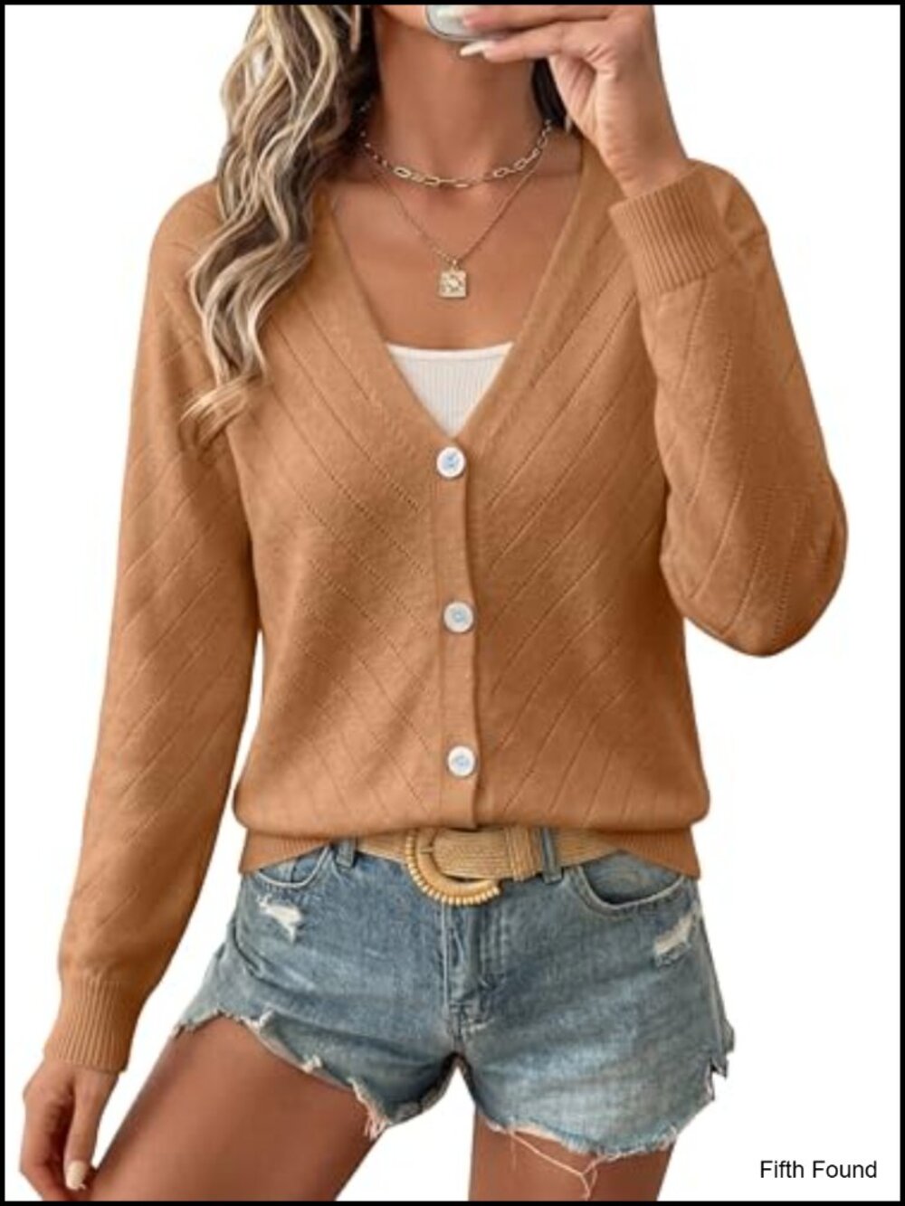 Womens Long Sleeve Cardigan Sweater Button Up V Neck Lightweight Knit